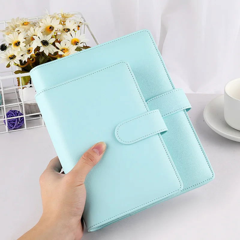 Macaroon Color A6/A5 PU Leather DIY Binder Notebook Cover Diary Agenda Planner Paper Cover School Stationery - Slobuy