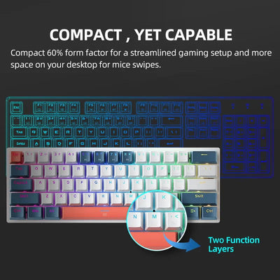 Machenike K500-B61 Mini Mechanical Keybaord 60% Form Factor 61Keys Gaming Keybaord Wired Full Key Hot-Swappable RGB Backlit - Slobuy