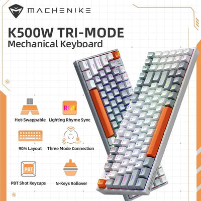 Machenike K500W Wireless Mechanical Keyboard Hot Swap Tri-mode 94 Keys RGB Backlit Gaming Keyboard for PC Gamer Laptop - Slobuy