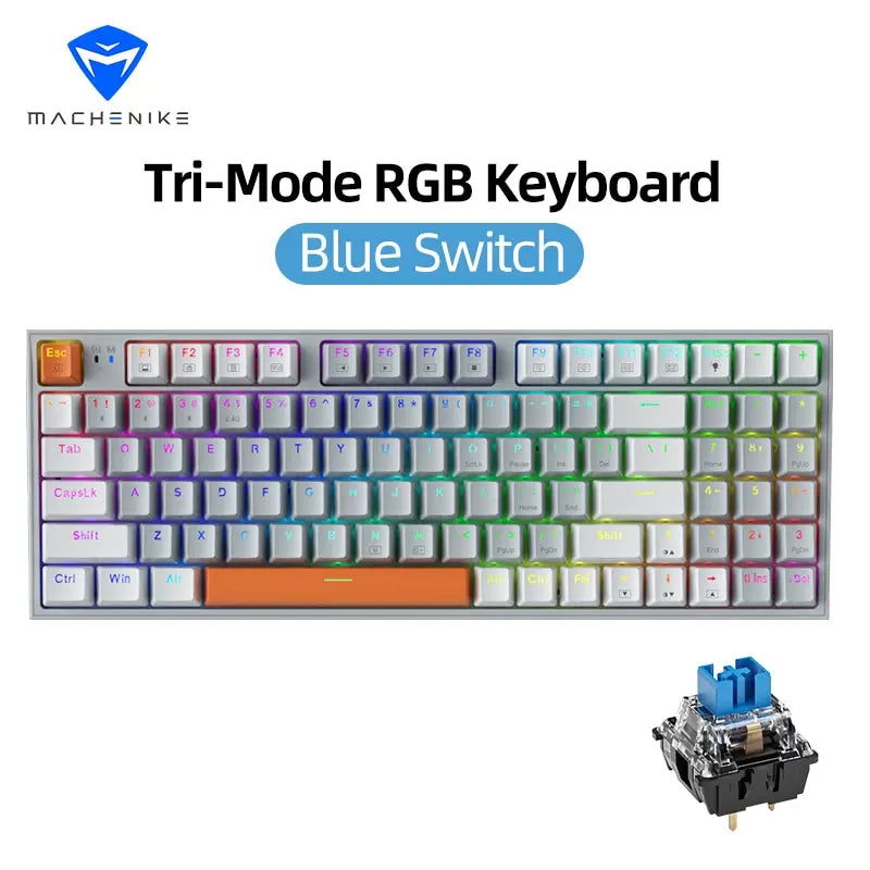 Machenike K500W Wireless Mechanical Keyboard Hot Swap Tri-mode 94 Keys RGB Backlit Gaming Keyboard for PC Gamer Laptop - Slobuy