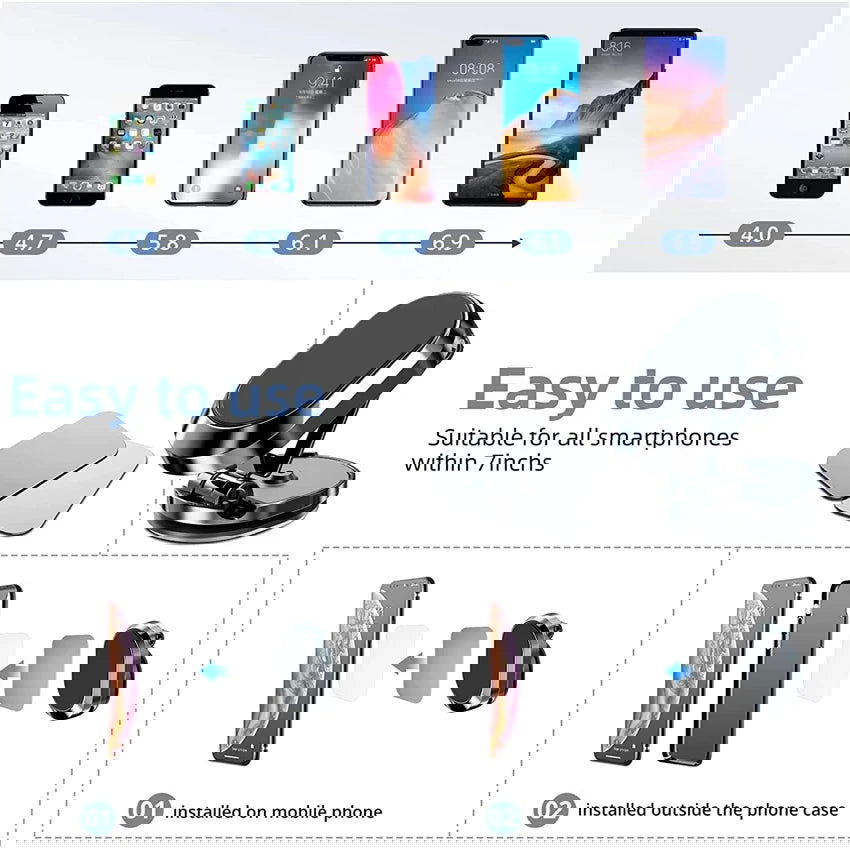 Magnetic Car Phone Holder Mount Magnet Smartphone Mobile Stand Cell GPS Support In Car For iPhone 15 14 13 12 11 Xiaomi Samsung - Slobuy