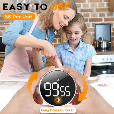 Magnetic Kitchen Timer LED Digital Timer Manual Countdown Timer Alarm Clock Cooking Shower Study Fitness Stopwatch Time Master - Slobuy
