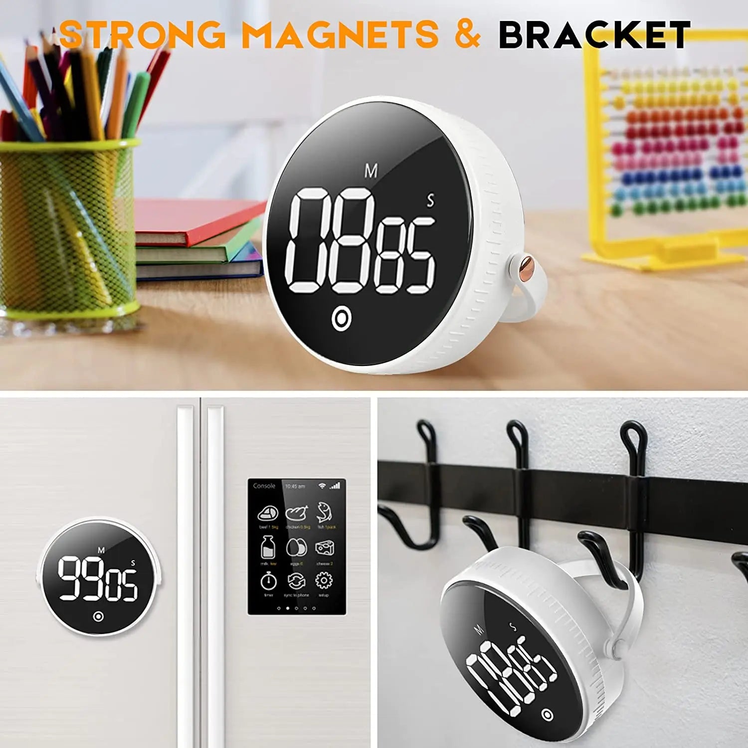 Magnetic Kitchen Timer LED Digital Timer Manual Countdown Timer Alarm Clock Cooking Shower Study Fitness Stopwatch Time Master - Slobuy