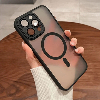 Magnetic Luxury Matte Translucent Armor Shockproof Case For iPhone 14 13 12 11 15 Pro Max Plus For Magsafe Wireless Charge Cover - Slobuy