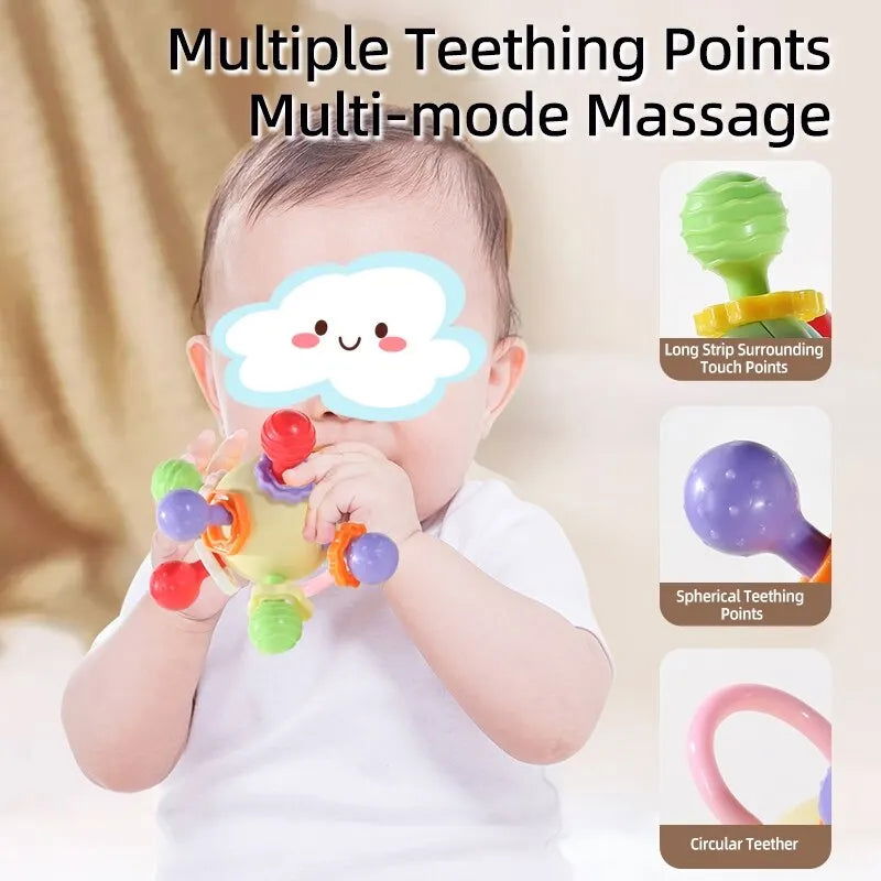 Manhattan Round Ball Soft Silicone Hand Grab Ball Rattle Infantil Chewable Toddler Teeth Soothing Baby Sensory Toy Newborn Gift - Slobuy