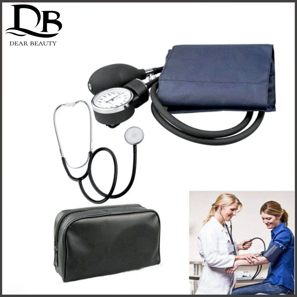 Manual Arm Blood Pressure Monitor Stethoscope Sphygmomanometer Aneroid Gauge Device Home Blood Pressure Meter Medical Equipment - Slobuy