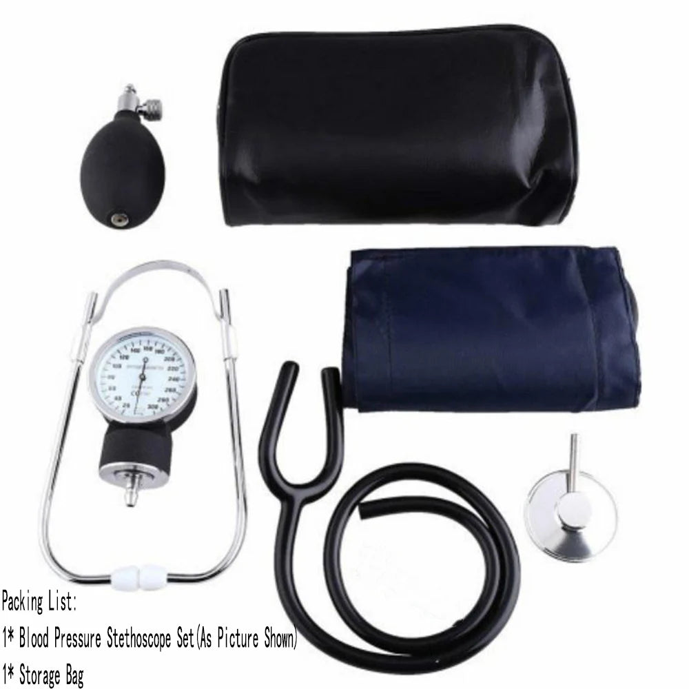 Manual Arm Blood Pressure Monitor Stethoscope Sphygmomanometer Aneroid Gauge Device Home Blood Pressure Meter Medical Equipment - Slobuy
