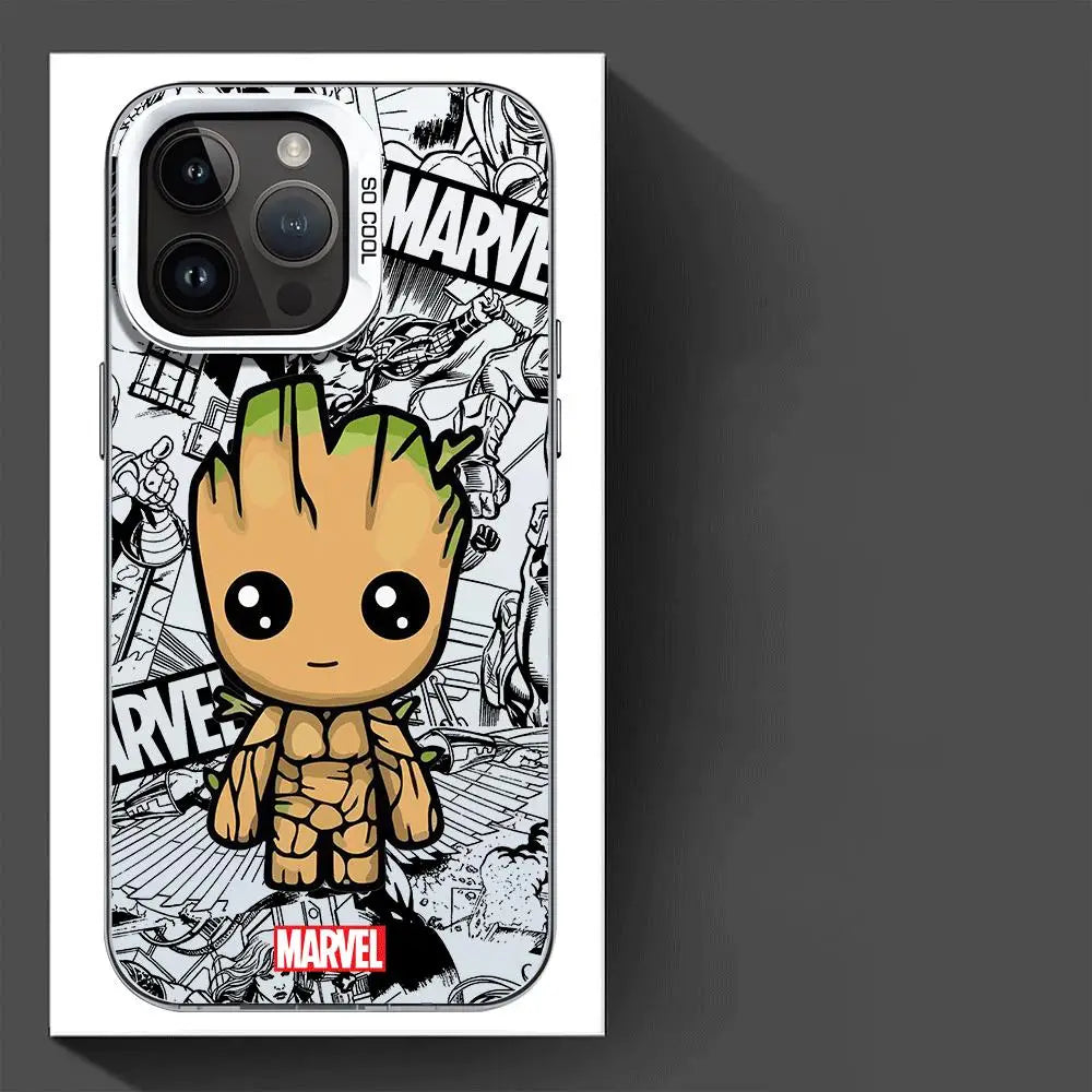 Marvel spiderman Groot Phone Case for iPhone 15 Pro Max 12 Pro X 11 13 14 Plus XS Max XR 14 Fashion TPU Silicone Soft Cover - Slobuy