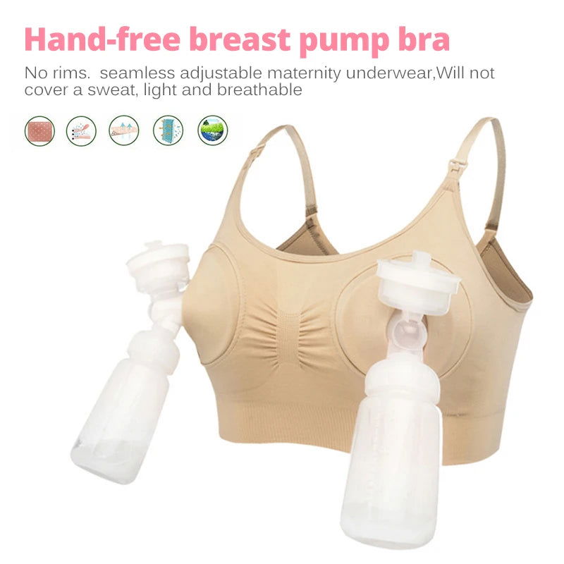 Maternity Bra for Breast Pump Special Nursing Bra Hands Pregnancy Clothes Breastfeeding Pumping Bra Can Wear All Day New - Slobuy