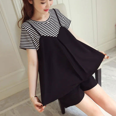 Maternity New Summer Short-Sleeved Shorts Suit Breastfeeding Suit Monthly Clothing Loose Thin Section Sports Two-Piece Suit - Slobuy