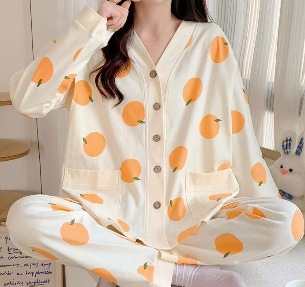 Maternity Pajamas Homewear Suit Nursing Pajamas Moon Clothes Spring and Autumn Cotton Monthly Clothing Summer Nursing Clothes - Slobuy