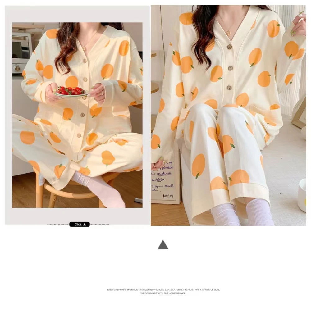 Maternity Pajamas Homewear Suit Nursing Pajamas Moon Clothes Spring and Autumn Cotton Monthly Clothing Summer Nursing Clothes - Slobuy