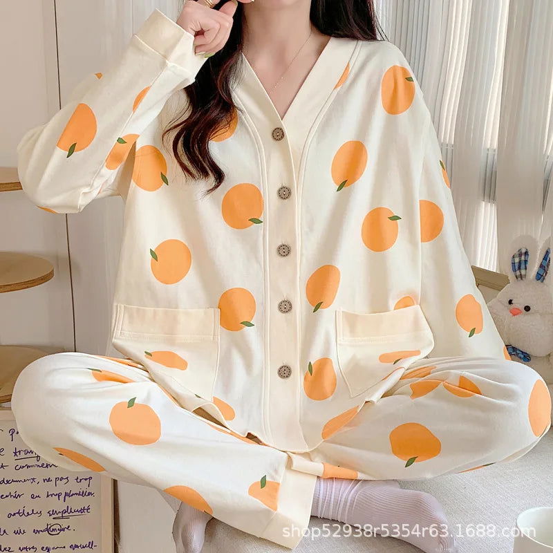 Maternity Pajamas Homewear Suit Nursing Pajamas Moon Clothes Spring and Autumn Cotton Monthly Clothing Summer Nursing Clothes - Slobuy