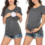 Maternity Tops Women's Comfy Short Sleeve Nursing Tunic Top for Breastfeeding T-Shirt Pregnant Pregnancy Womens Clothing Mom Tee - Slobuy