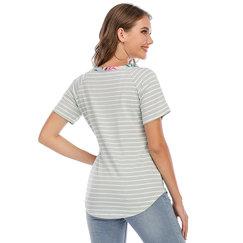 Maternity Tops Women's Comfy Short Sleeve Nursing Tunic Top for Breastfeeding T-Shirt Pregnant Pregnancy Womens Clothing Mom Tee - Slobuy