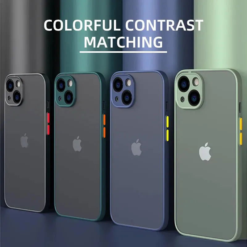 Matte Phone Case for IPhone 13 12 11 14 Pro Max Mini Luxury Soft Silicone Shockproof Case for IPhone X XS Max XR 15 7 8 Plus SE - Slobuy