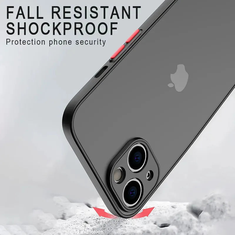 Matte Phone Case for IPhone 13 12 11 14 Pro Max Mini Luxury Soft Silicone Shockproof Case for IPhone X XS Max XR 15 7 8 Plus SE - Slobuy