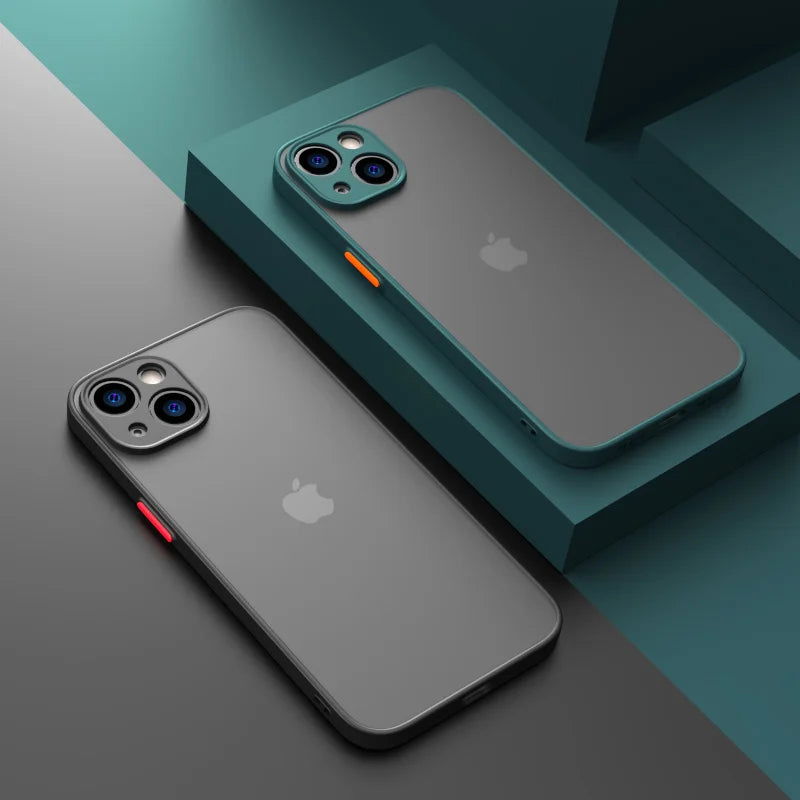 Matte Phone Case for IPhone 13 12 11 14 Pro Max Mini Luxury Soft Silicone Shockproof Case for IPhone X XS Max XR 15 7 8 Plus SE - Slobuy