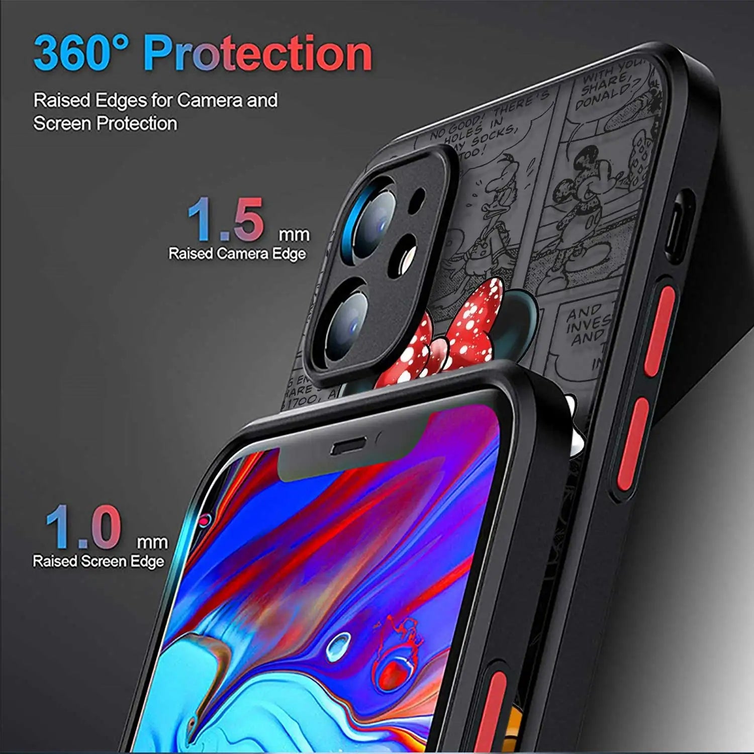 Matte Phone Case for iPhone 15 11 14 Pro Max 13 12 MINI XR X XS 8 7 6 6S Plus Disney Mickey Minnie Love Couple - Slobuy