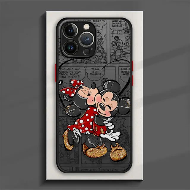 Matte Phone Case for iPhone 15 11 14 Pro Max 13 12 MINI XR X XS 8 7 6 6S Plus Disney Mickey Minnie Love Couple - Slobuy