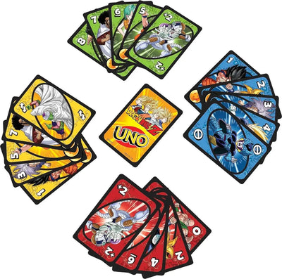 Mattel Games UNO Dragon Ball Z Card Game for Family Night Featuring Tv Show Themed Graphics and a Special Rule for 2-10 Players - Slobuy
