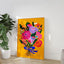 Maximalist Art Poster,Pink Floral Wall Art Picture,Bright Colors Boho Art Print Canvas For Modern Living Room bedroom Home Decor - Slobuy