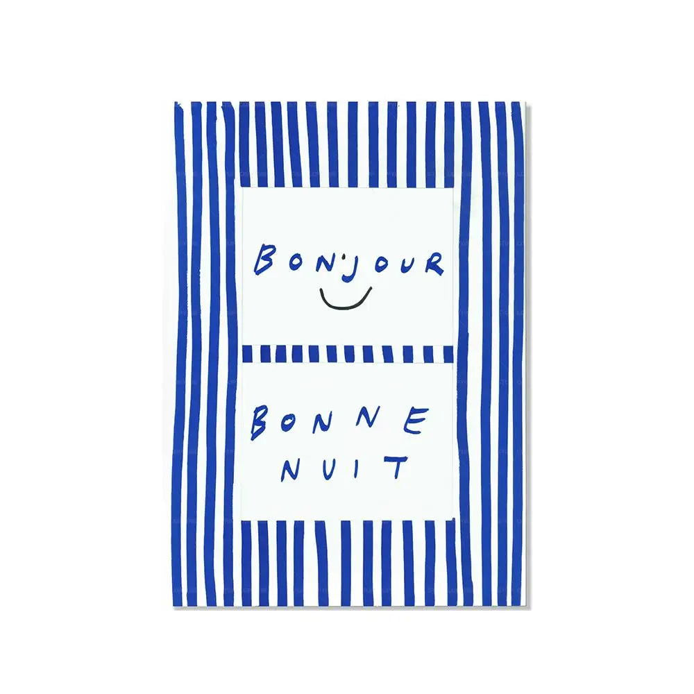 Maximalist Eclectic Pink French Quotes Bisou Bisou Bonjour Bonne Nuit Wall Art Canvas Painting Posters Living Room Home Decor - Slobuy