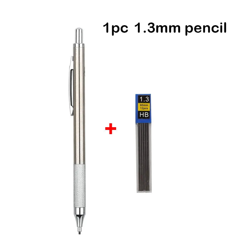 Mechanical Pencil Set 0.3 0.5 0.7 0.9 1.3 2.0mm Full Metal Art Drawing Painting Automatic Pencil with Leads Office School Supply - Slobuy