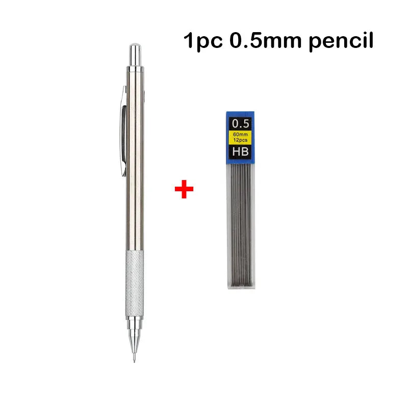 Mechanical Pencil Set 0.3 0.5 0.7 0.9 1.3 2.0mm Full Metal Art Drawing Painting Automatic Pencil with Leads Office School Supply - Slobuy
