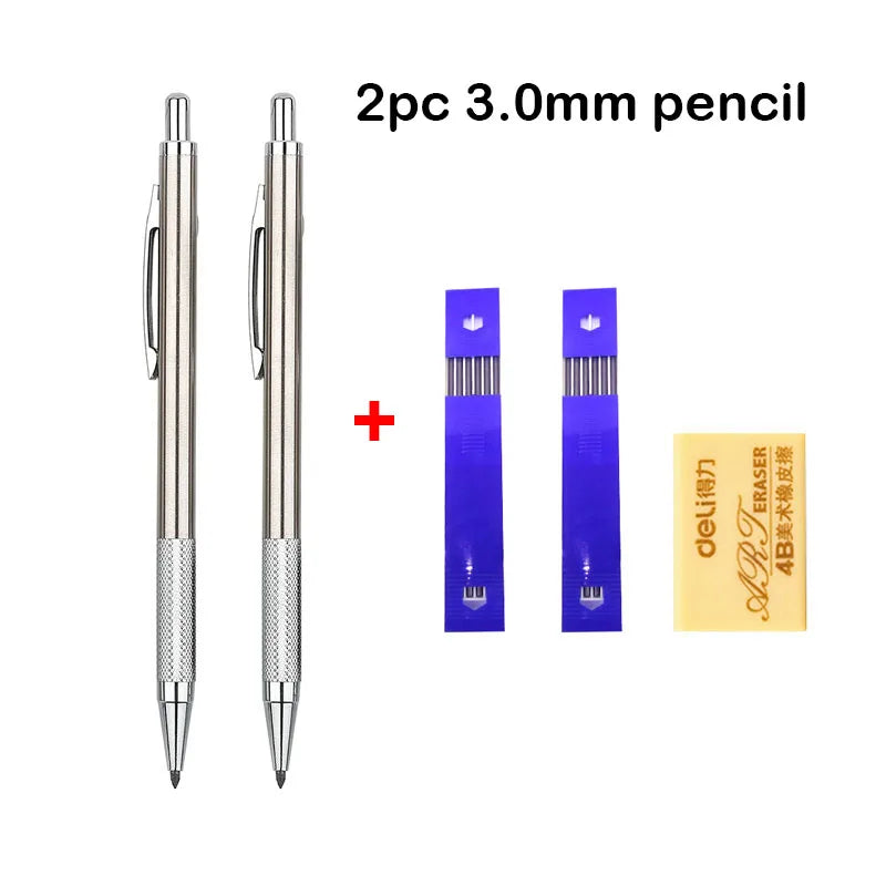 Mechanical Pencil Set 0.3 0.5 0.7 0.9 1.3 2.0mm Full Metal Art Drawing Painting Automatic Pencil with Leads Office School Supply - Slobuy