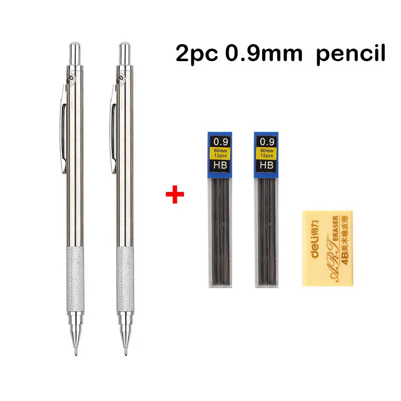 Mechanical Pencil Set 0.3 0.5 0.7 0.9 1.3 2.0mm Full Metal Art Drawing Painting Automatic Pencil with Leads Office School Supply - Slobuy