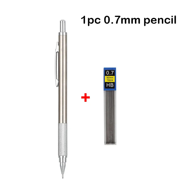 Mechanical Pencil Set 0.3 0.5 0.7 0.9 1.3 2.0mm Full Metal Art Drawing Painting Automatic Pencil with Leads Office School Supply - Slobuy