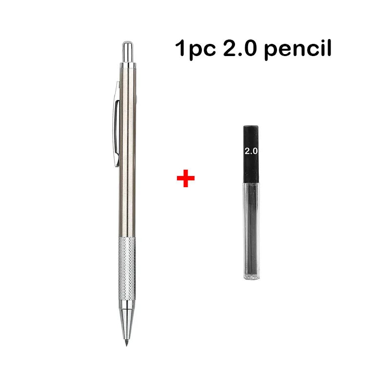 Mechanical Pencil Set 0.3 0.5 0.7 0.9 1.3 2.0mm Full Metal Art Drawing Painting Automatic Pencil with Leads Office School Supply - Slobuy