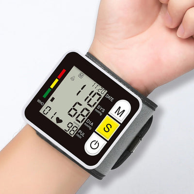 Medical Digital Wrist Blood Pressure Monitor Heart Rate Pulse Meter Measure Sphygmomanometer PR LCD Screen Portable Health Care - Slobuy