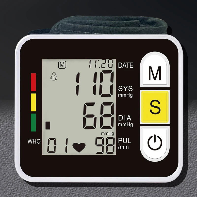 Medical Digital Wrist Blood Pressure Monitor Heart Rate Pulse Meter Measure Sphygmomanometer PR LCD Screen Portable Health Care - Slobuy