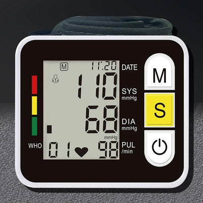 Medical Digital Wrist Blood Pressure Monitor Heart Rate Pulse Meter Measure Sphygmomanometer PR LCD Screen Portable Health Care - Slobuy