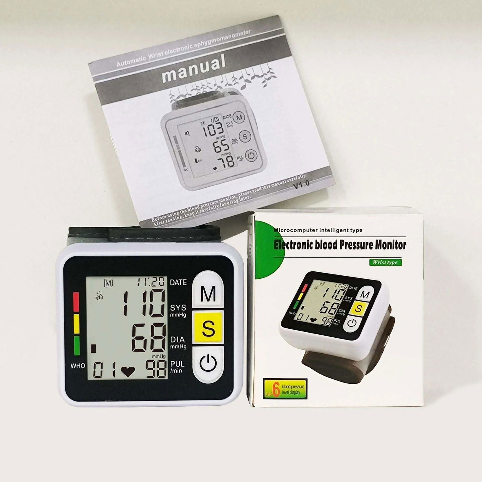 Medical Digital Wrist Blood Pressure Monitor Heart Rate Pulse Meter Measure Sphygmomanometer PR LCD Screen Portable Health Care - Slobuy