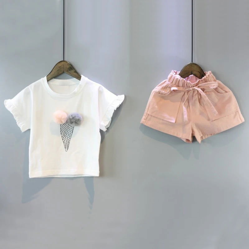 Melario Cotton Girls Clothing Sets Summer Vest Two Piece Sleeveless Children Sets Fashion Girls Clothes Suit Casual Dot Outfits - Slobuy