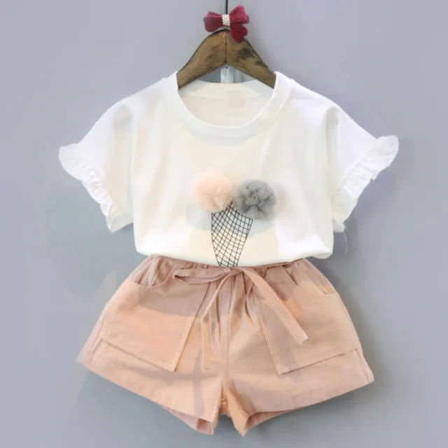 Melario Cotton Girls Clothing Sets Summer Vest Two Piece Sleeveless Children Sets Fashion Girls Clothes Suit Casual Dot Outfits - Slobuy