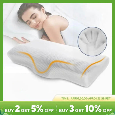 Memory Foam Bed Orthopedic Pillow Neck Protection Slow Rebound Memory Pillow Butterfly Shaped Health Cervical Neck - Slobuy