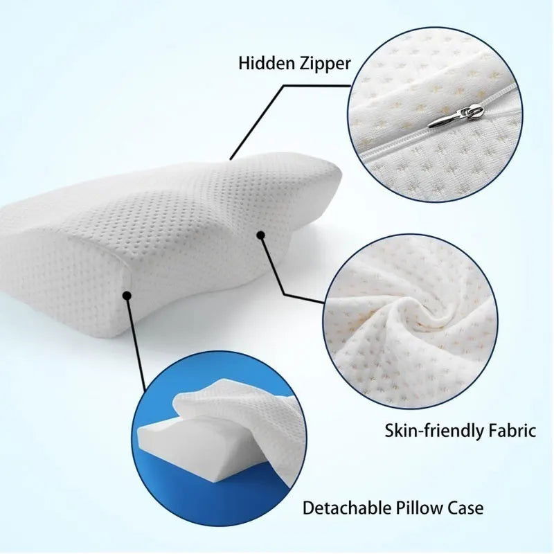 Memory Foam Bed Orthopedic Pillow Neck Protection Slow Rebound Memory Pillow Butterfly Shaped Health Cervical Neck - Slobuy