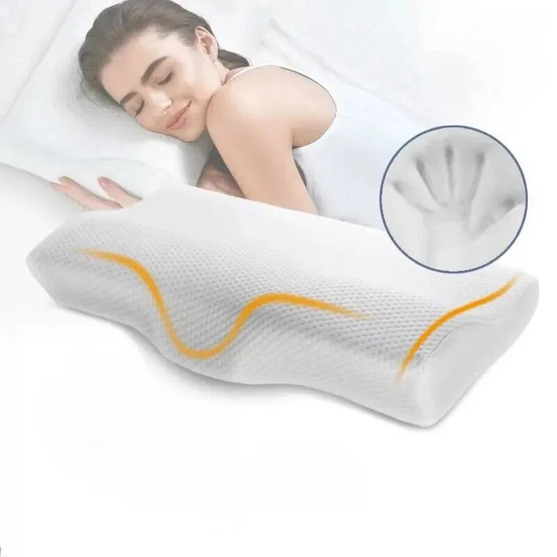 Memory Foam Bed Orthopedic Pillow Neck Protection Slow Rebound Memory Pillow Butterfly Shaped Health Cervical Neck - Slobuy