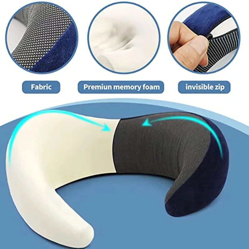 Memory Foam Neck Pillow Cervical Vertebra Travel Portable Noon Break Aircraft U Type Of Pillow Sleep Camping Pillow Carry Bag - Slobuy