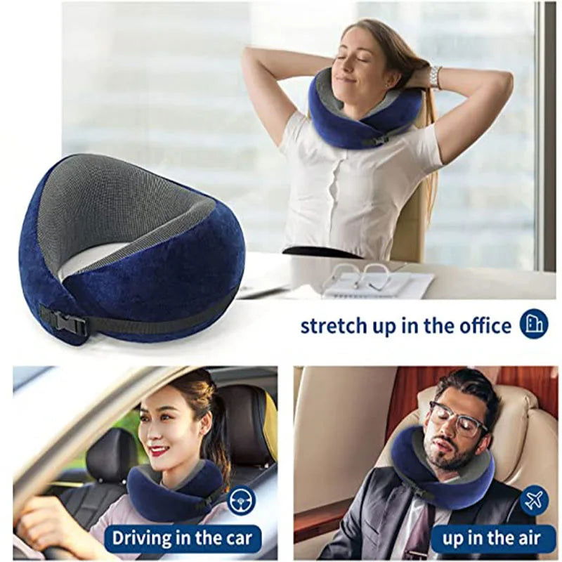 Memory Foam Neck Pillow Cervical Vertebra Travel Portable Noon Break Aircraft U Type Of Pillow Sleep Camping Pillow Carry Bag - Slobuy