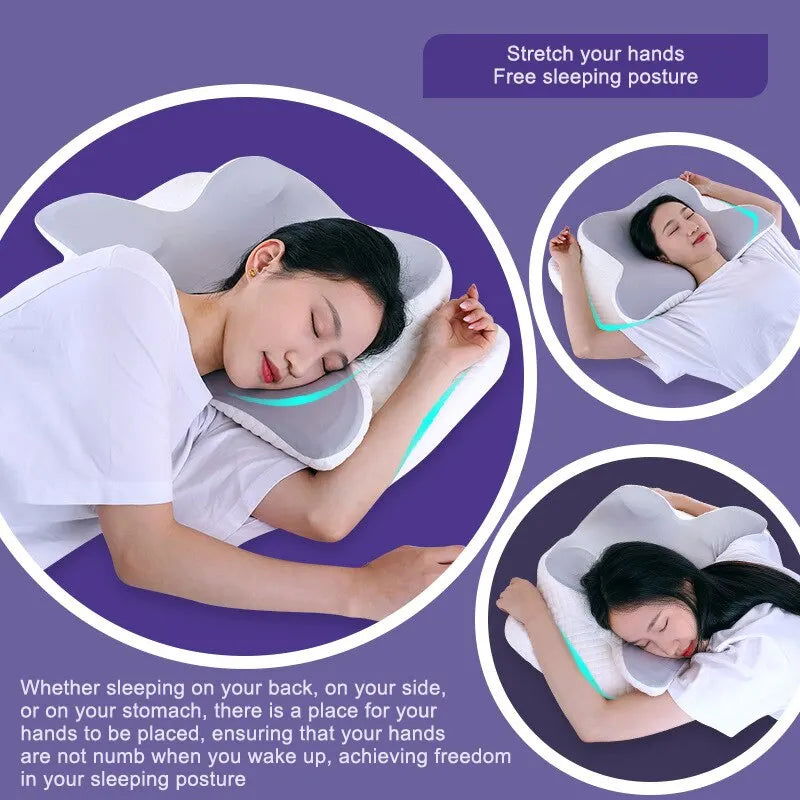 Memory Foam Pillows Butterfly Shaped Relaxing Cervical Slow Rebound Neck Pillow Pain Relief Sleeping Orthopedic Pillow Beding - Slobuy