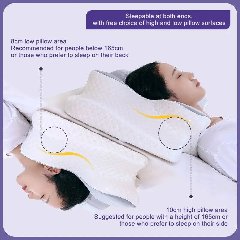 Memory Foam Pillows Butterfly Shaped Relaxing Cervical Slow Rebound Neck Pillow Pain Relief Sleeping Orthopedic Pillow Beding - Slobuy