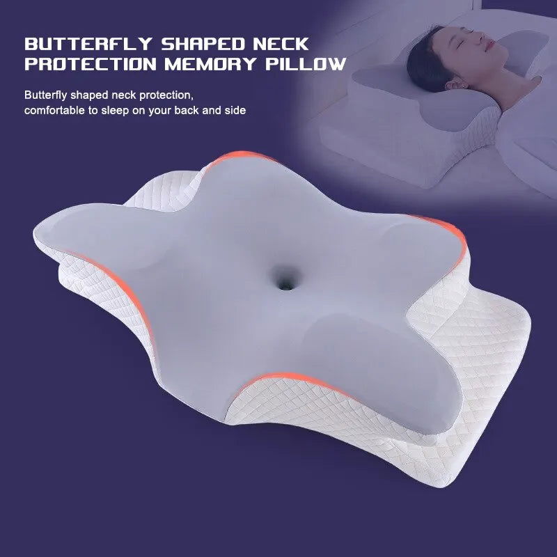 Memory Foam Pillows Butterfly Shaped Relaxing Cervical Slow Rebound Neck Pillow Pain Relief Sleeping Orthopedic Pillow Beding - Slobuy