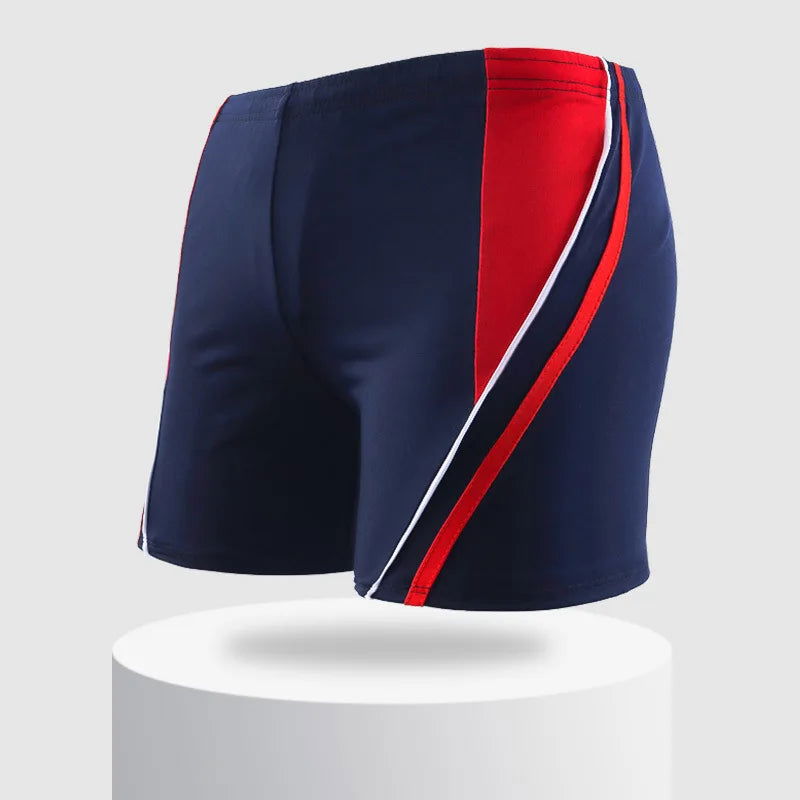 Men Elastic Swimming Trunk Swimwear Striped Beach Swim Sport Short Briefs Surfing Summer Swimsuit Boxer Shorts Bathing Suit - Slobuy