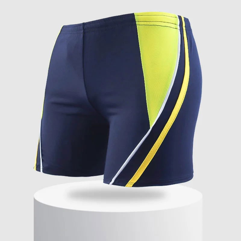 Men Elastic Swimming Trunk Swimwear Striped Beach Swim Sport Short Briefs Surfing Summer Swimsuit Boxer Shorts Bathing Suit - Slobuy
