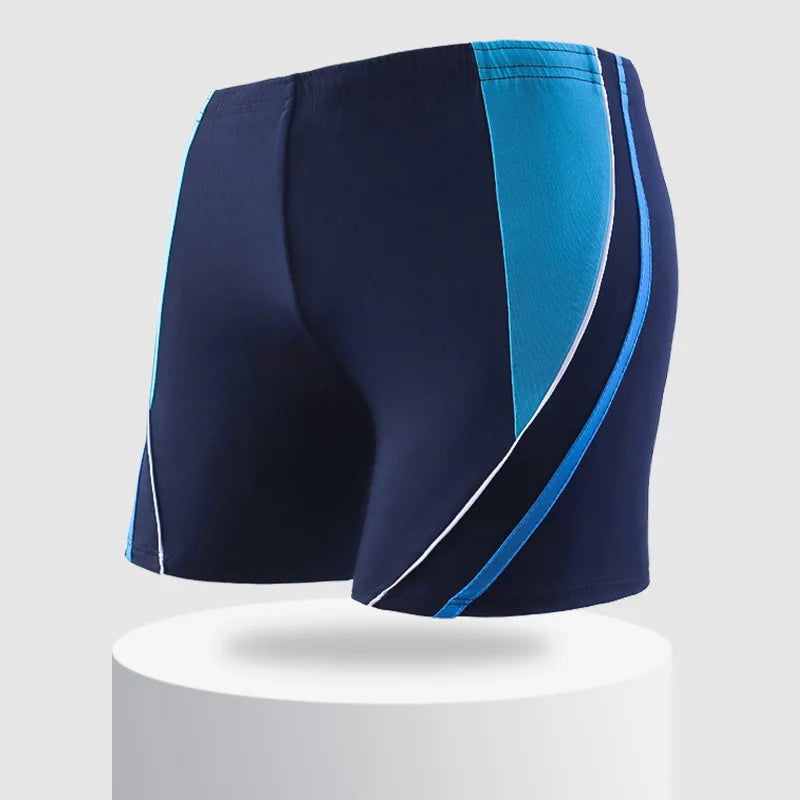 Men Elastic Swimming Trunk Swimwear Striped Beach Swim Sport Short Briefs Surfing Summer Swimsuit Boxer Shorts Bathing Suit - Slobuy